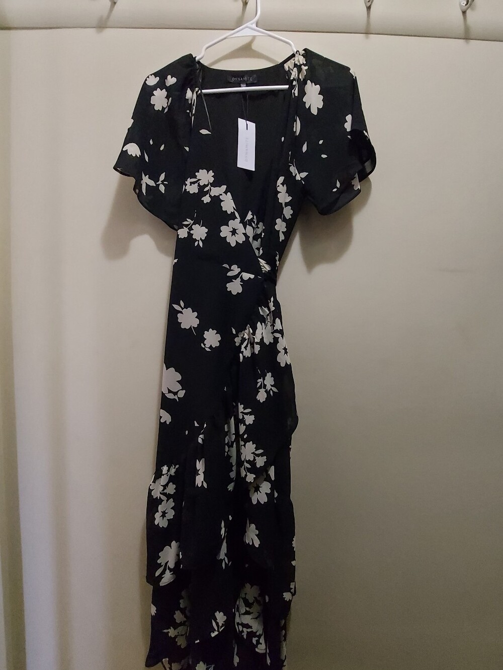 Dynamite Black Floral Wrap Maxi Dress